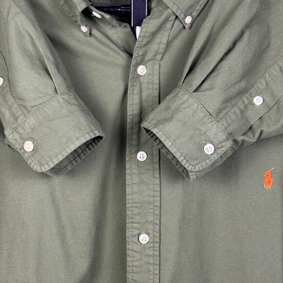 GUC Ralph Lauren Men's Size XXLT Green Button Down Orange Pony Logo Oxford Shirt - Picture 6 of 7